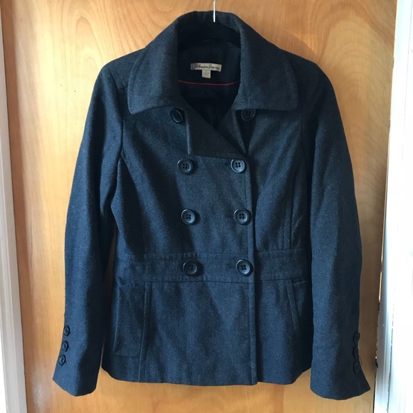 Wool Blend Peacoat - Warm material, charcoal color - Picture 1 of 5